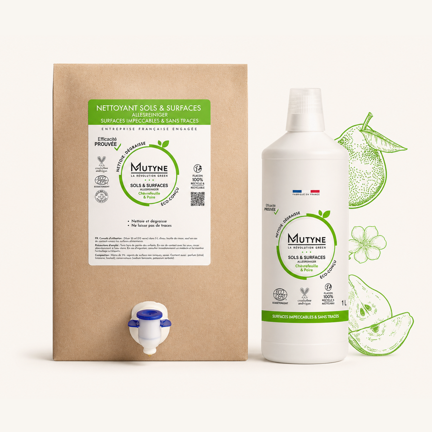Nettoyant Multisurface Poire Chèvrefeuille - Produits d'entretiens
