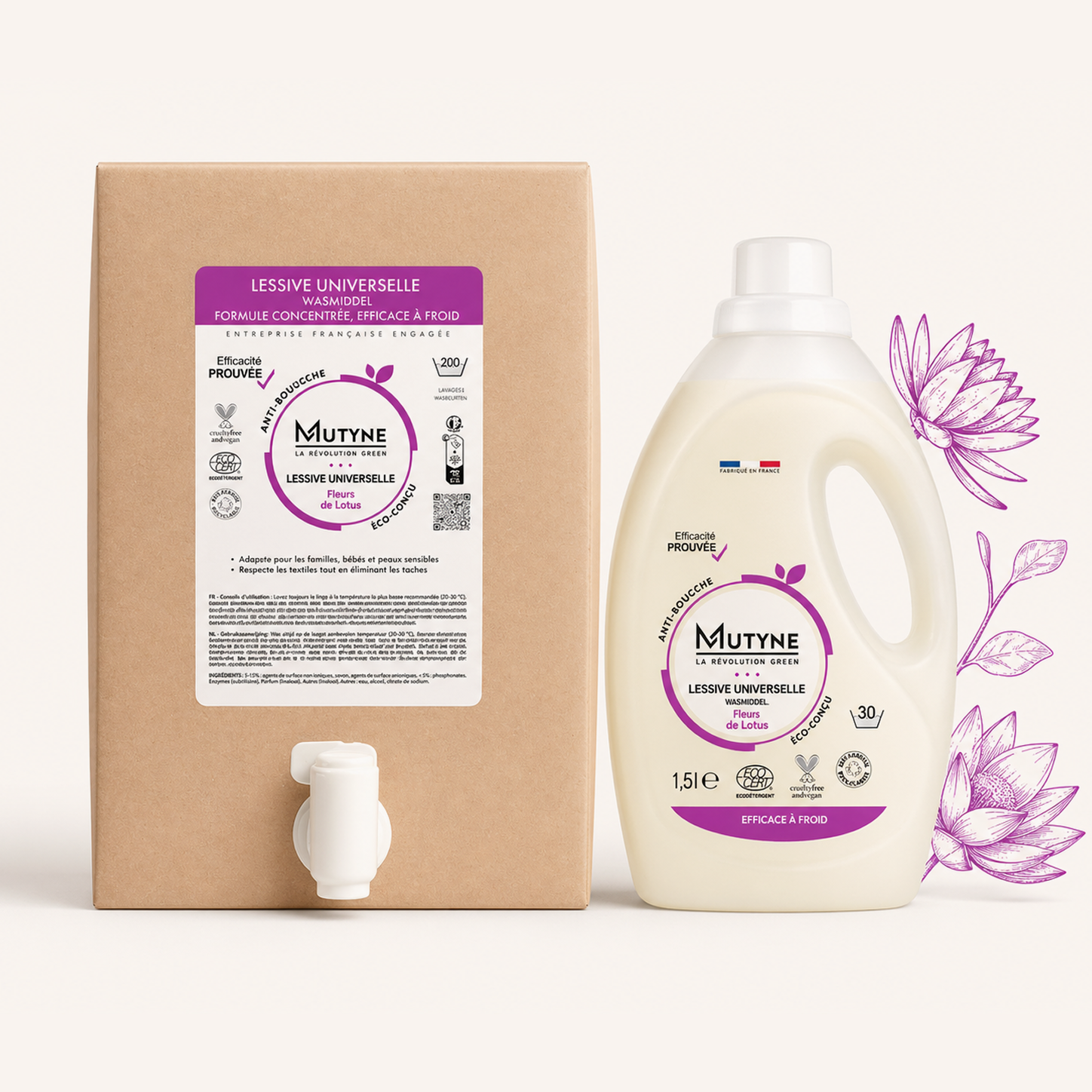 Lessive universelle - Fleur de Lotus - Produits d'entretiens